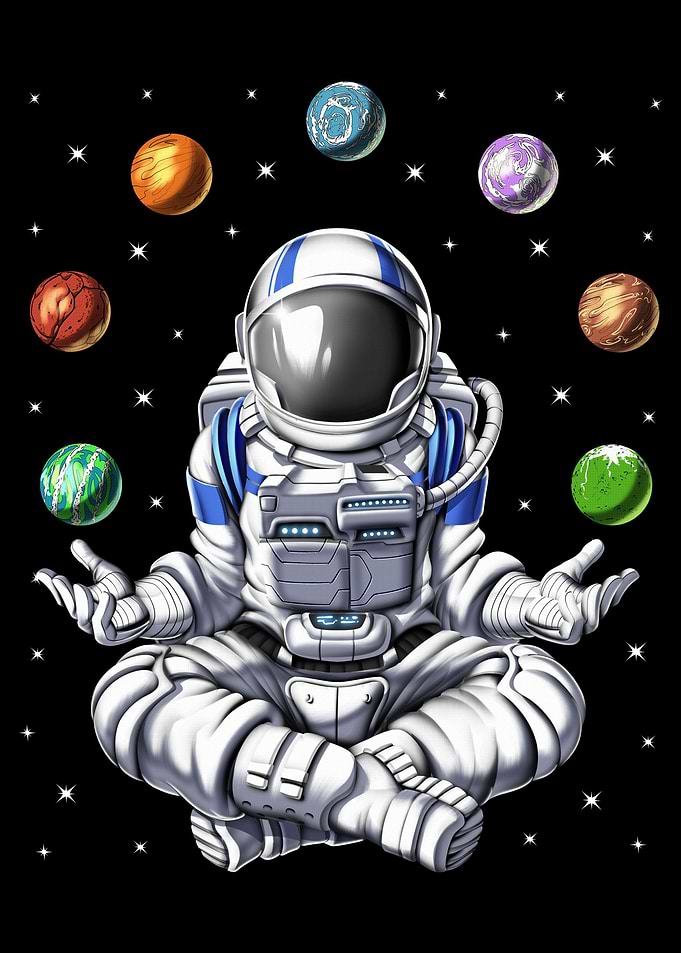 Astronaut Juggling Planets