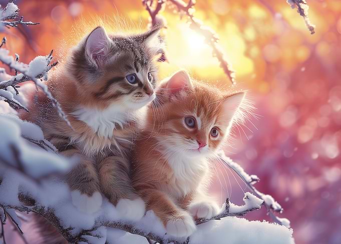 Cute winter kittens