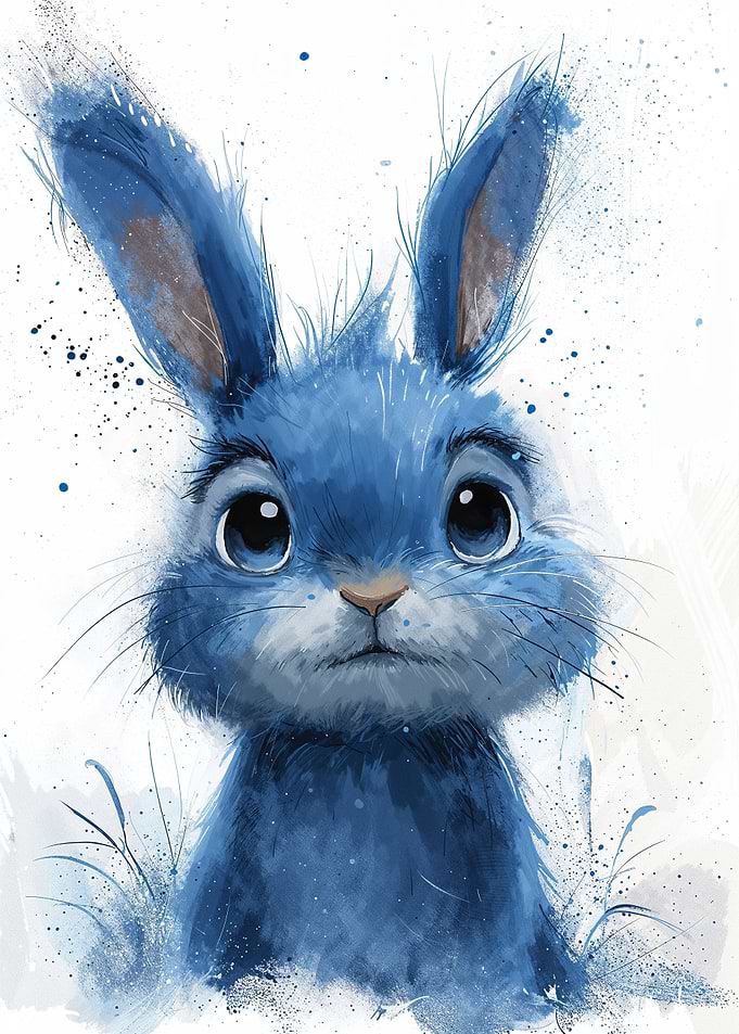 Blue Splatter Bunny