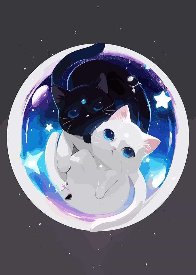 Anime Space Cats Duo
