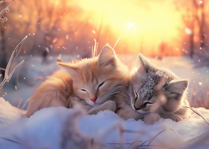 Cute kittens sleeping