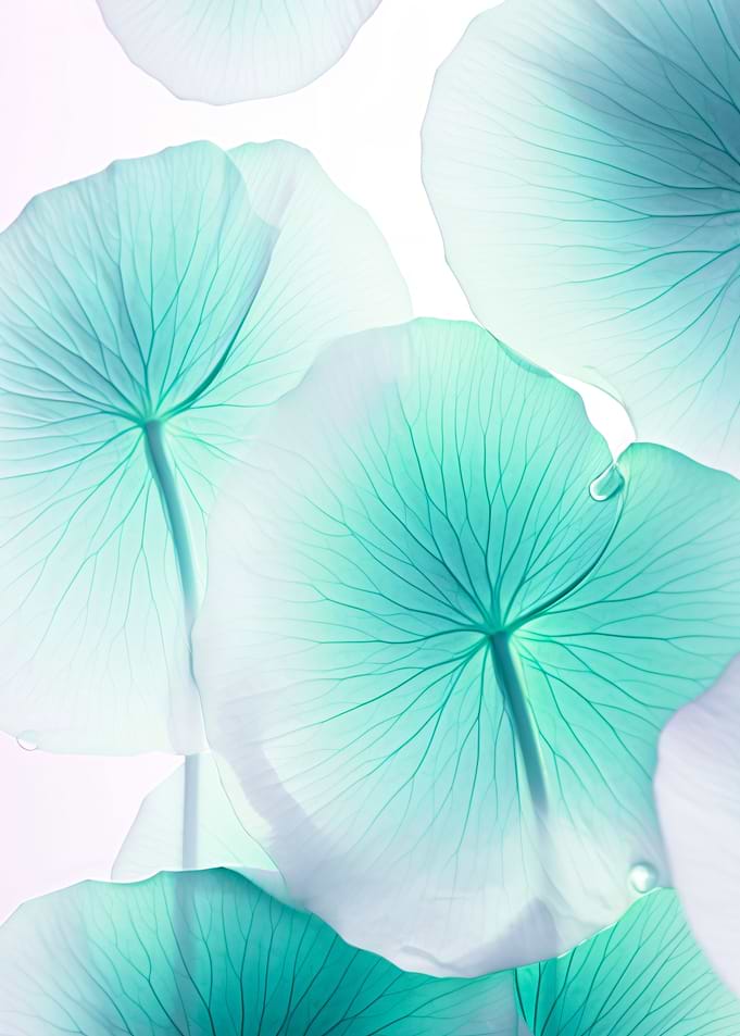 Teal lotus leaves
