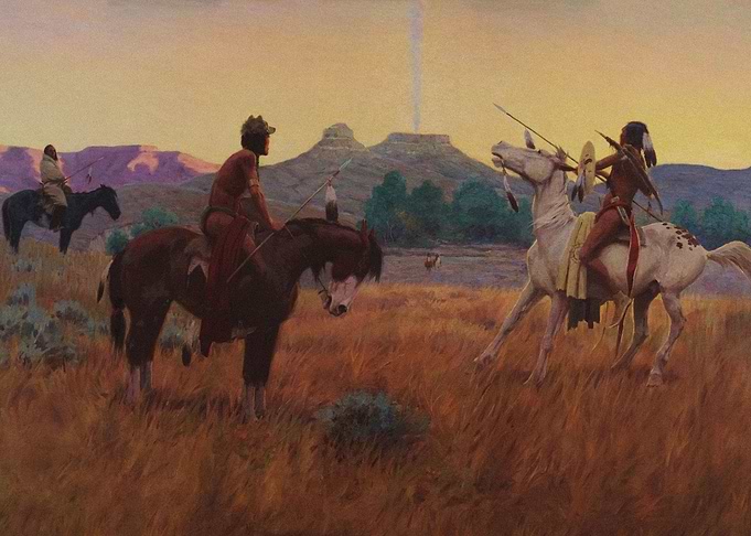 Indian Warriors At Sunset
