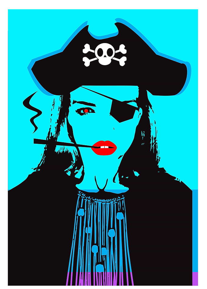 Sexy pirate girl with red