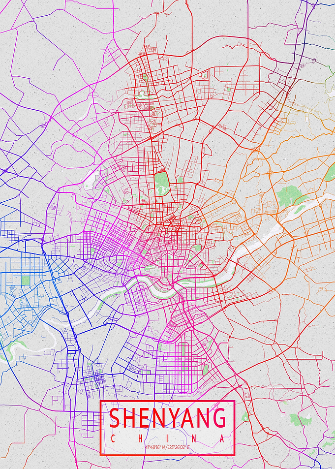 Shenyang City Map Colorful