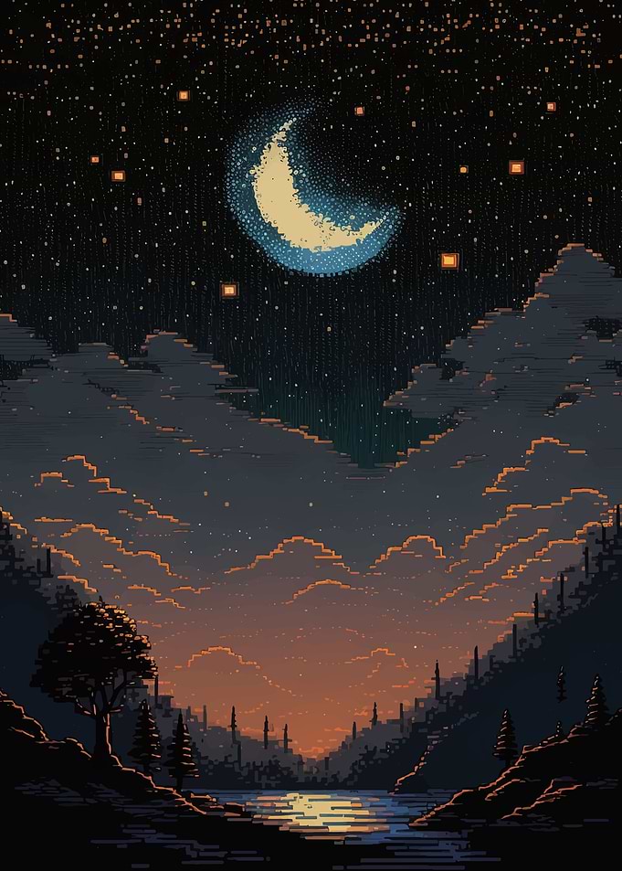 beauty moon pixel art