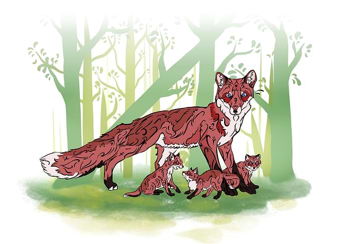 Tribal Style Fox Family