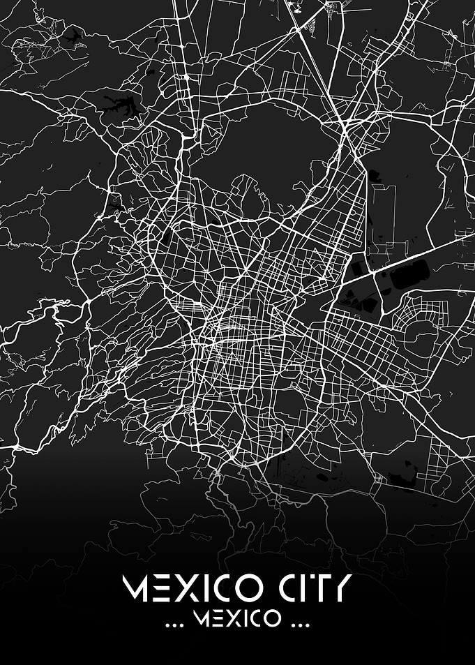 Mexico City Map Black