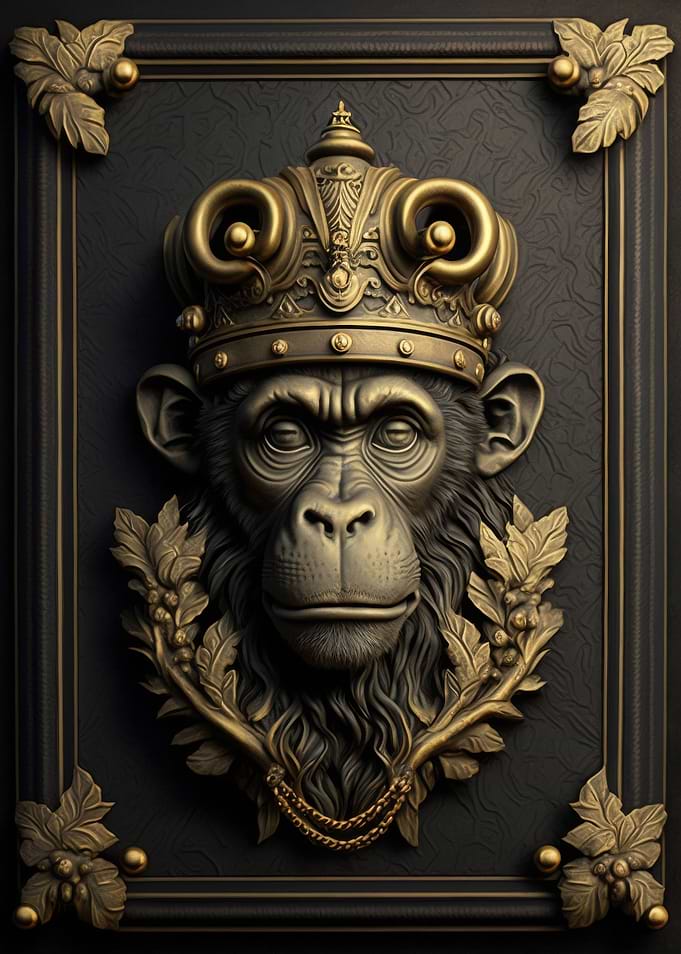 Monkey Gold Relief Deco