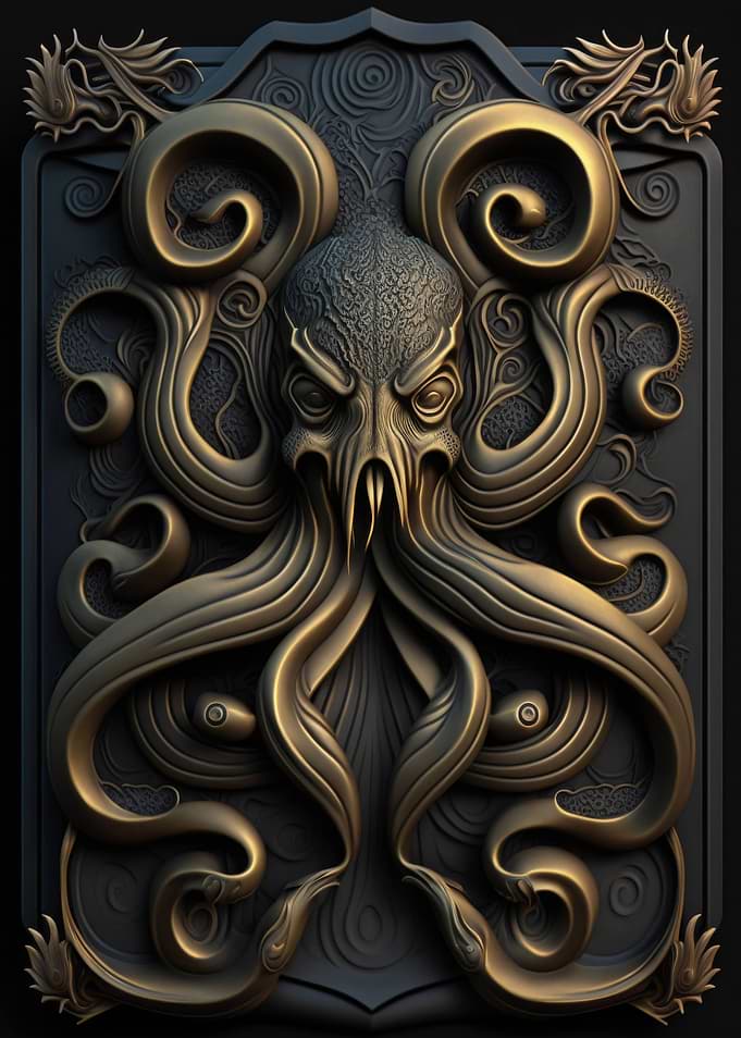 Kraken Gold Relief Deco