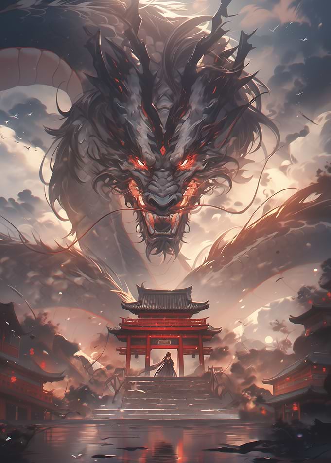 Red Chinese Dragon Temple