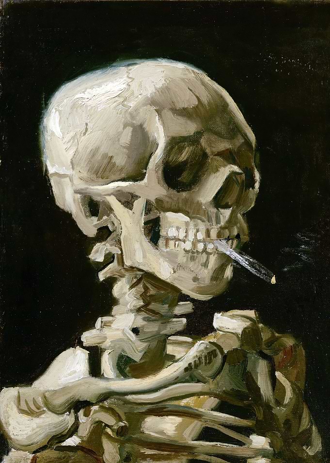 Skeleton with a cigarette