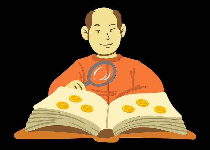 Coin Collector reading his