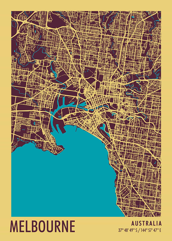 Melbourne Vintage Map