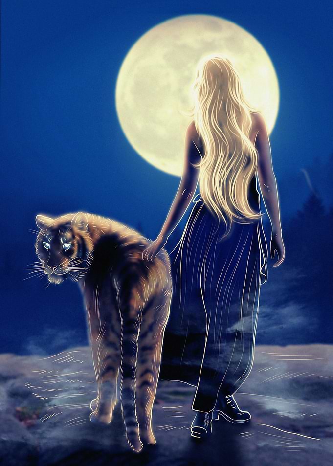 Girl and King Tiger