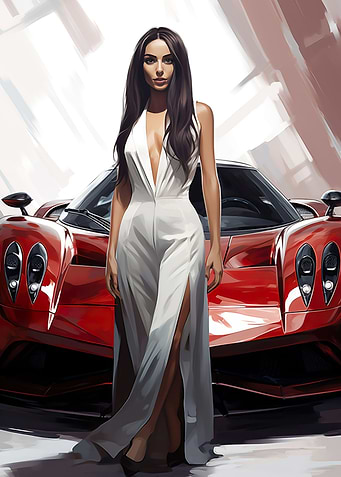 Girl and Pagani car
