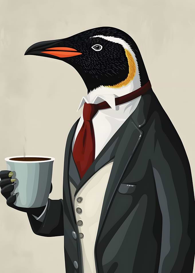 Penguin Coffee Retro