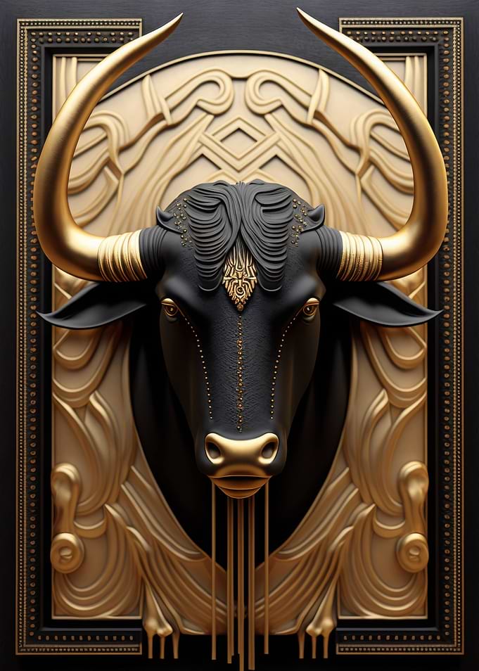 Cow Gold Relief Deco