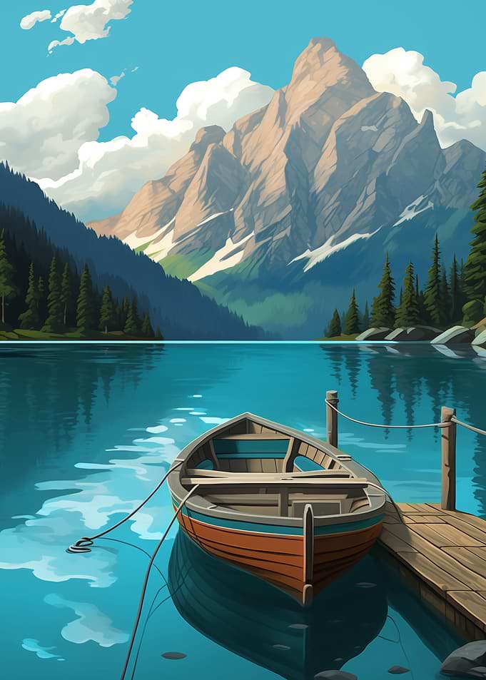 Mountain lake boat