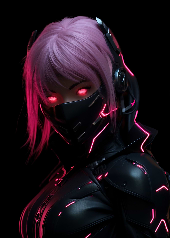 Pink Hair Neon Hacker Girl