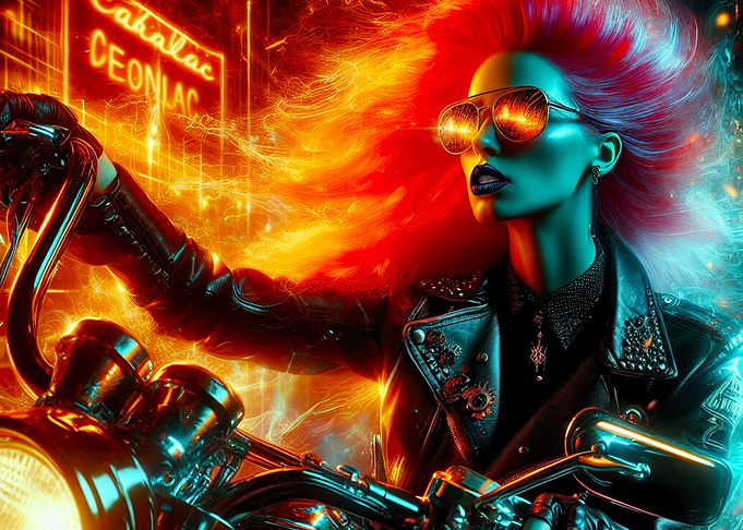 Woman Rock in Motorcycle