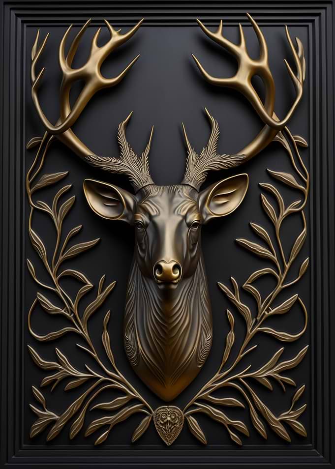 Deer Gold Relief Deco