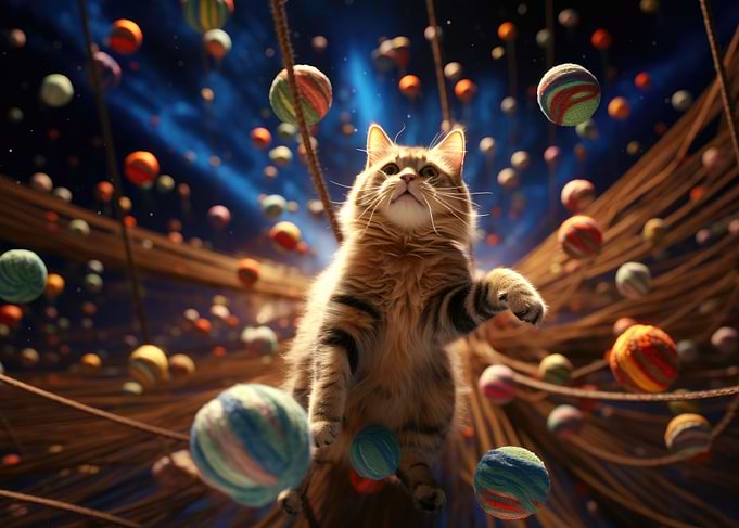 Cat and yarn