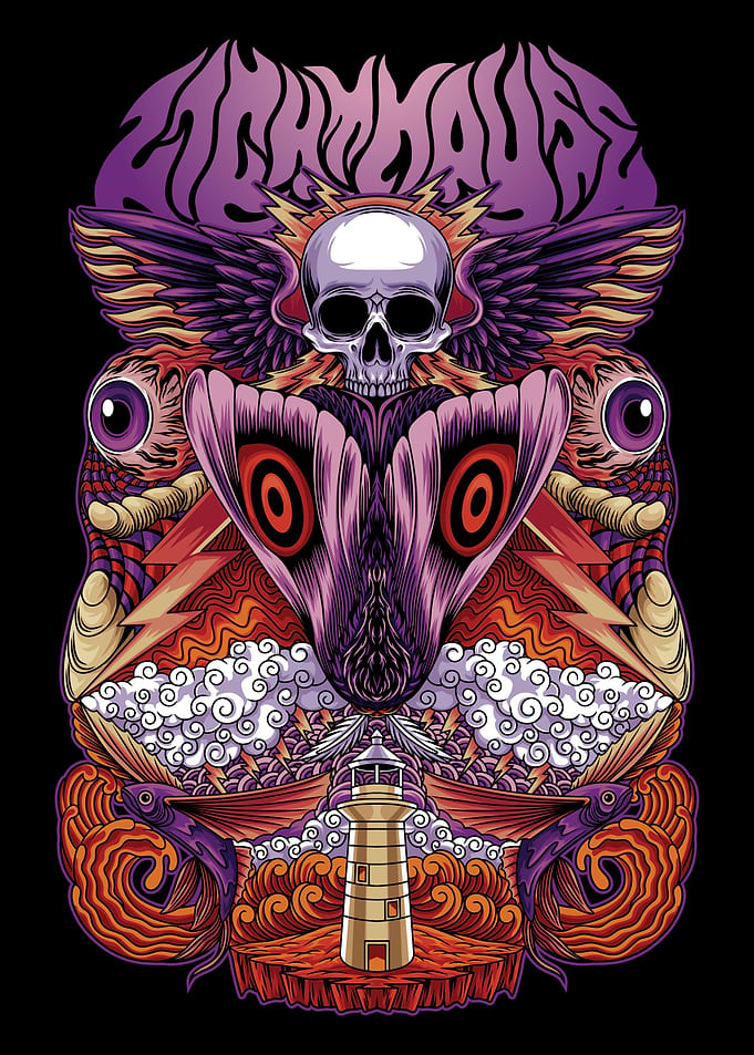 Psychedelic Moth With Text