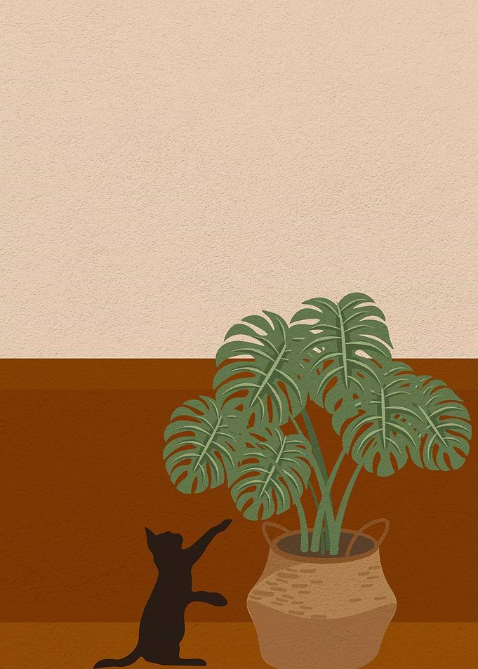 Cat playing with plants