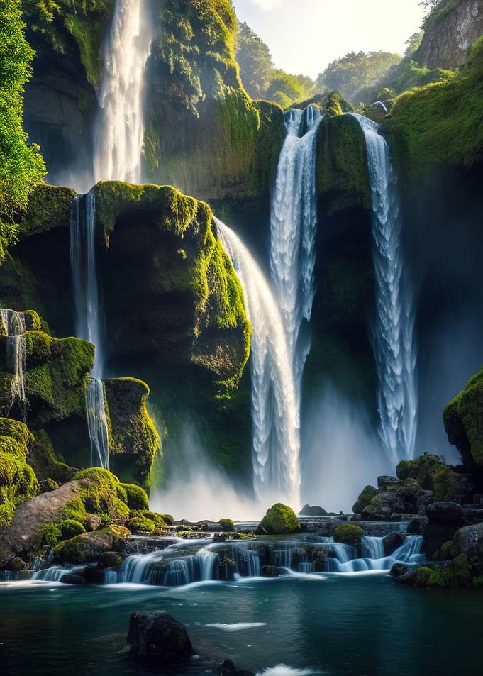 Waterfall in Forest Nature