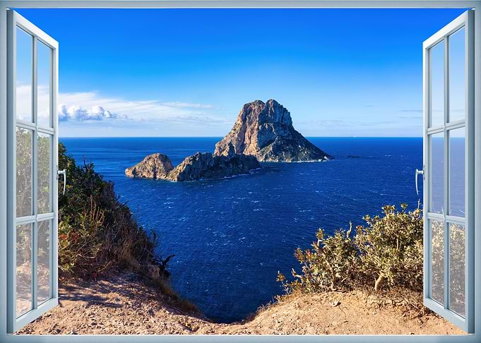 Window view sea landscape
