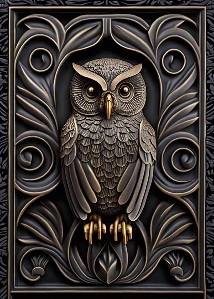 Owl Gold Relief Deco