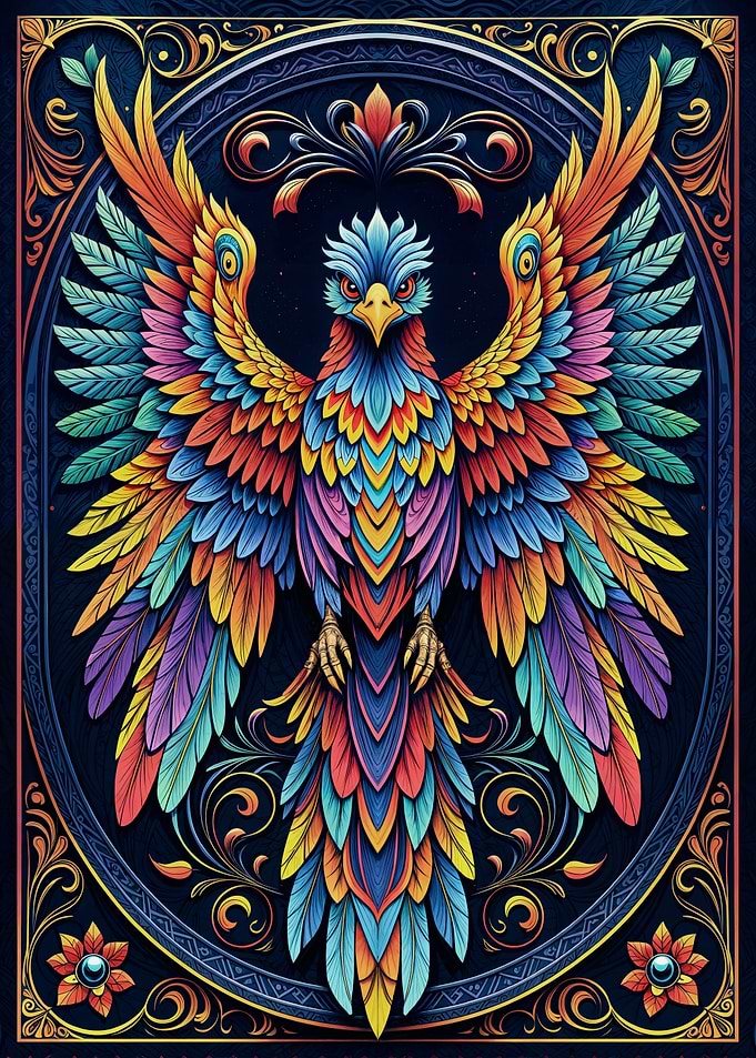 Colorful Phoenix Crest