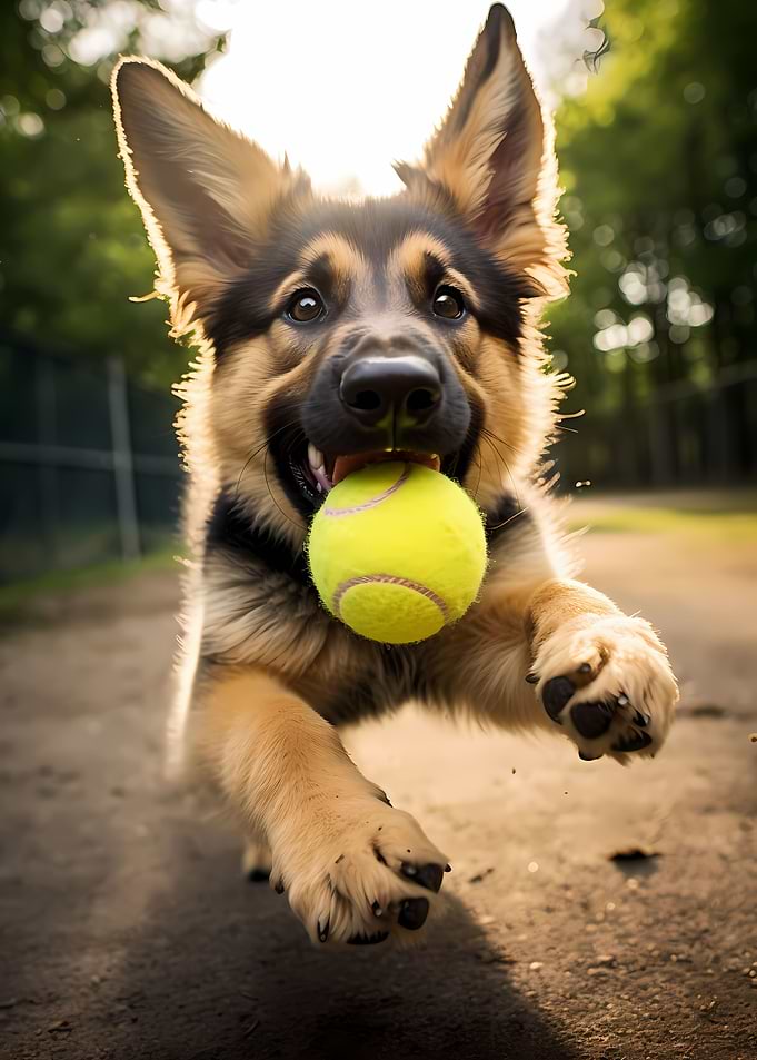 Ball and German Shepherd