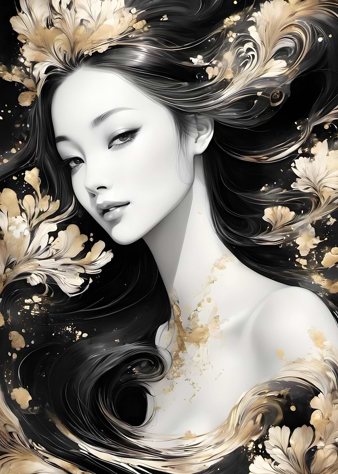 black gold mermaid