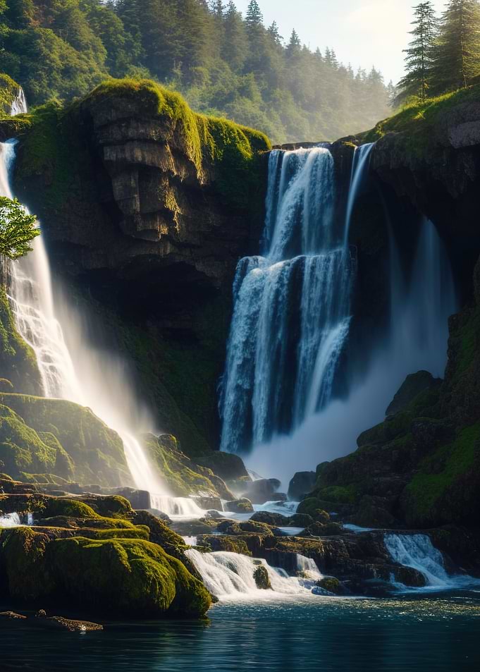 Waterfall in Forest Nature