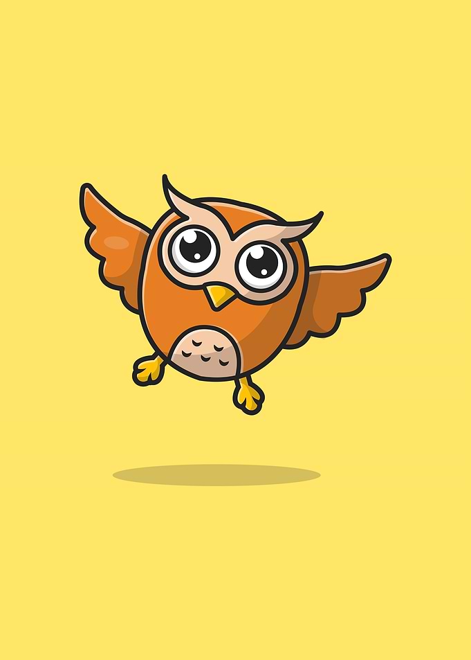 Cute Owl Flying Cartoon