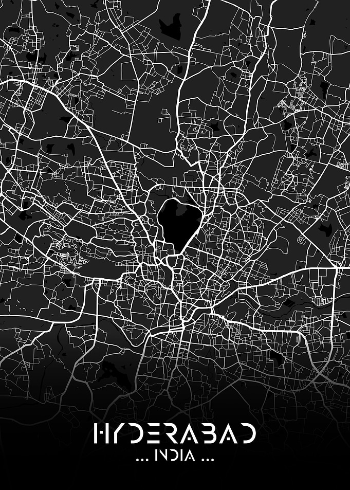 Hyderabad City Map Black