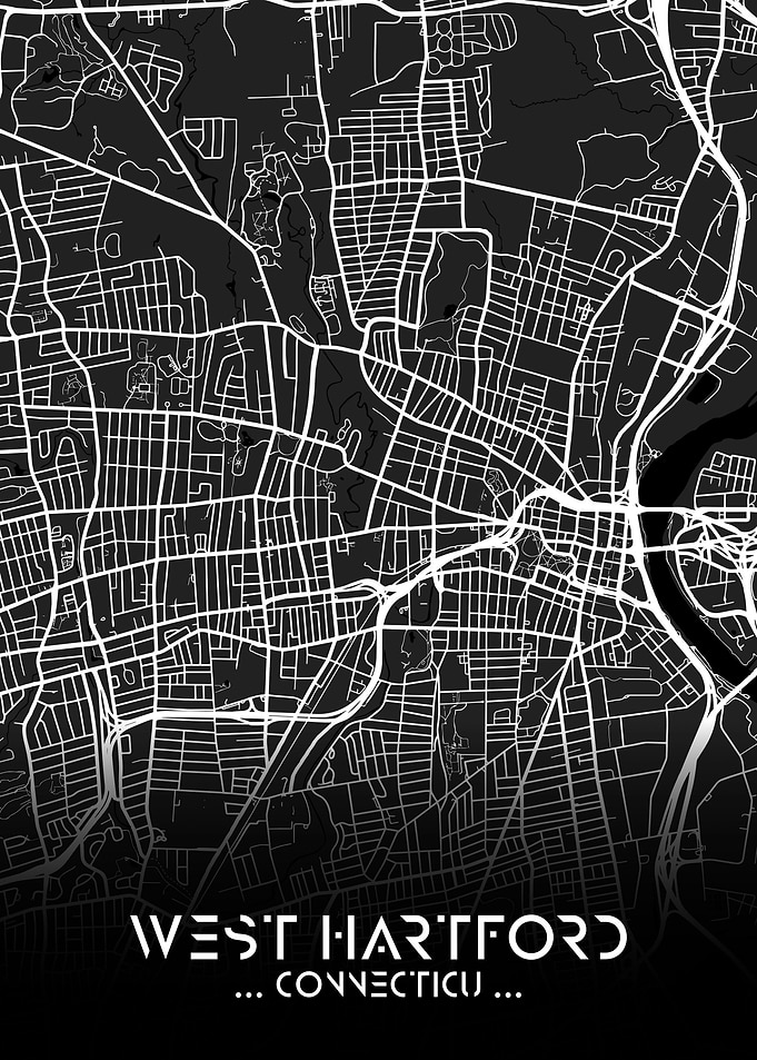 West Hartford City Map Art
