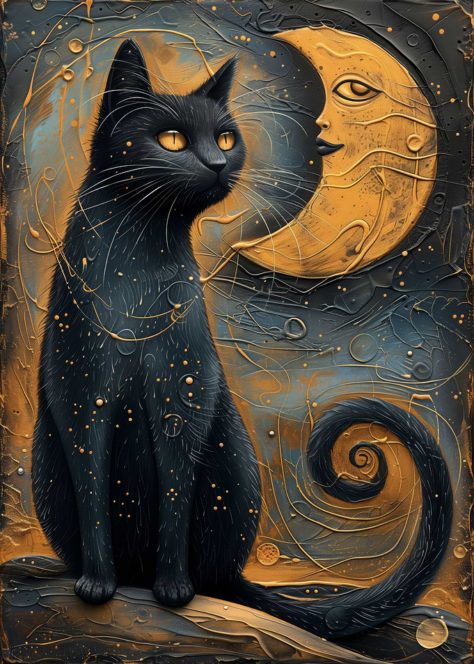 Mystical Black Cat Art