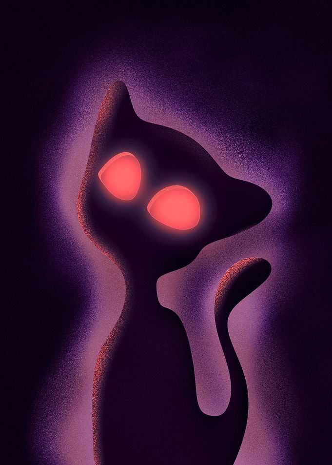 Crimson spooky ghost cat