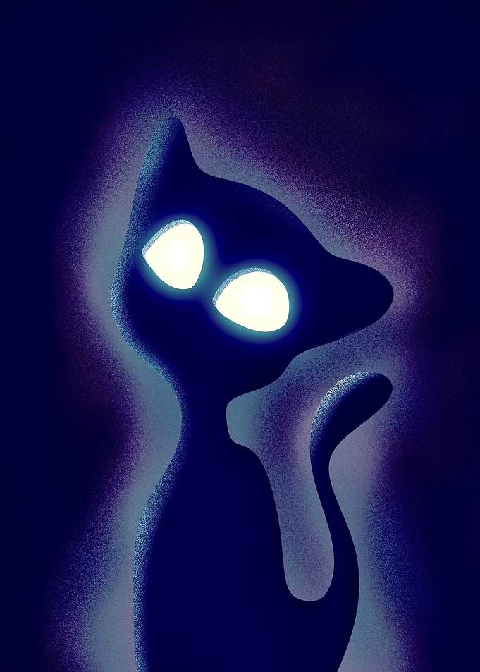 Midnight spooky ghost cat
