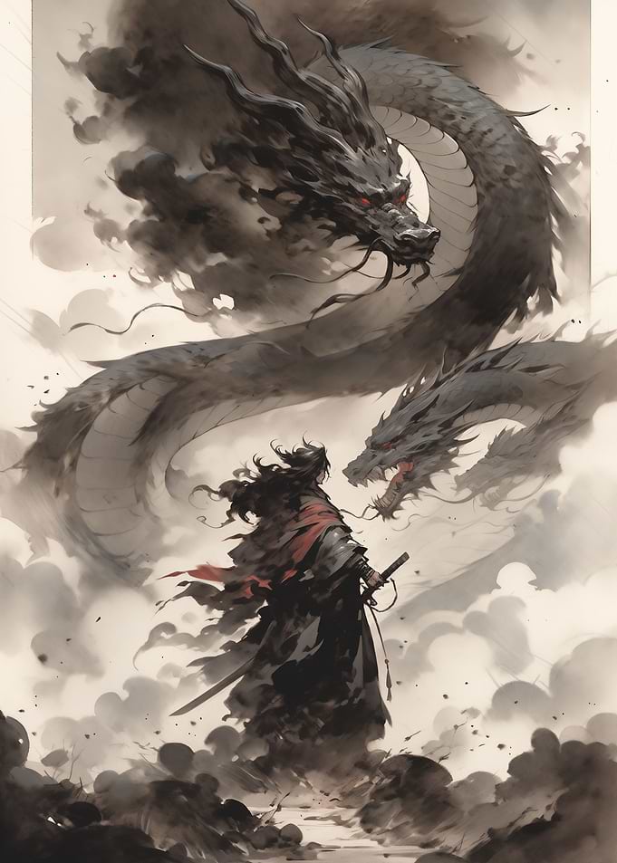 Vintage Samurai Dragon