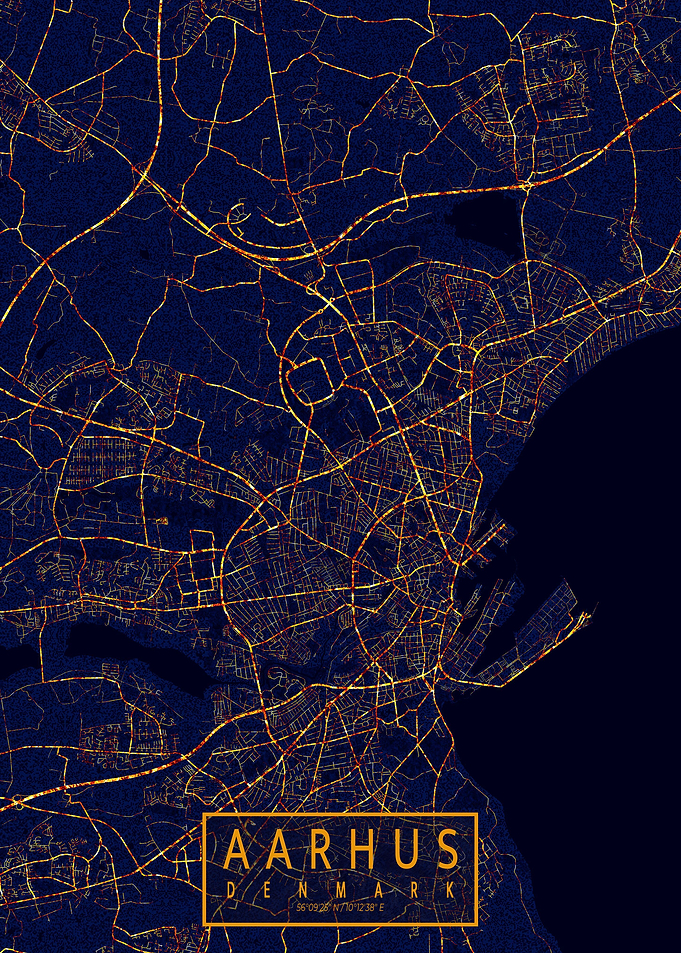 Aarhus Map City At Night