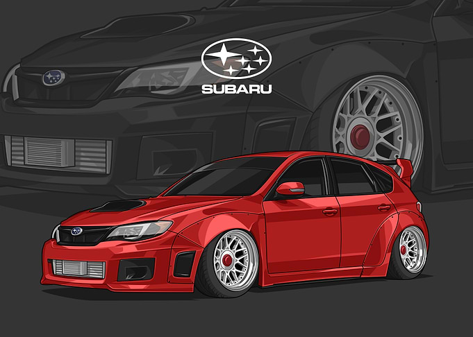 Subaru Impreza wrx sti red