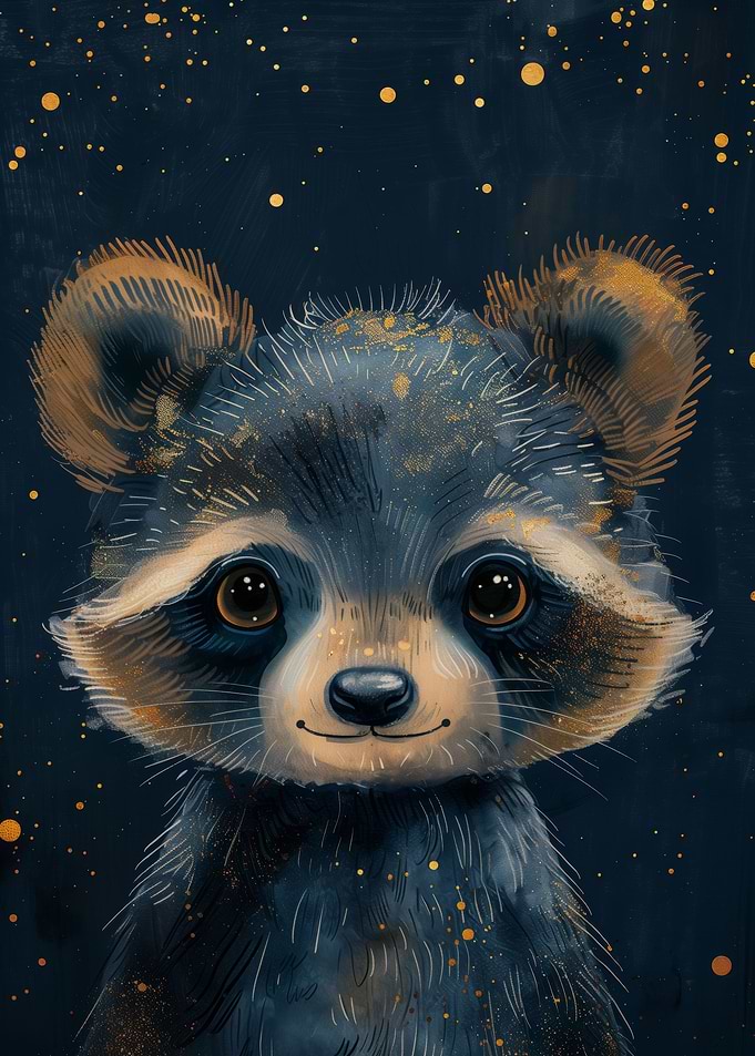 Cute Whimsical Raccoon