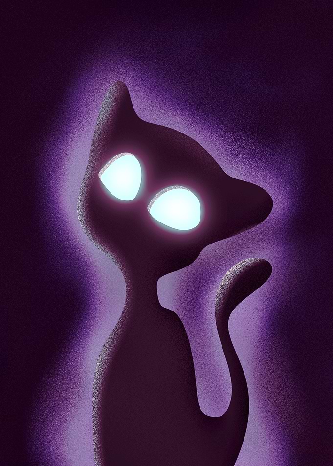 Violet spooky ghost cat