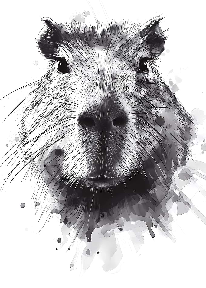 Capybara Black Watercolor