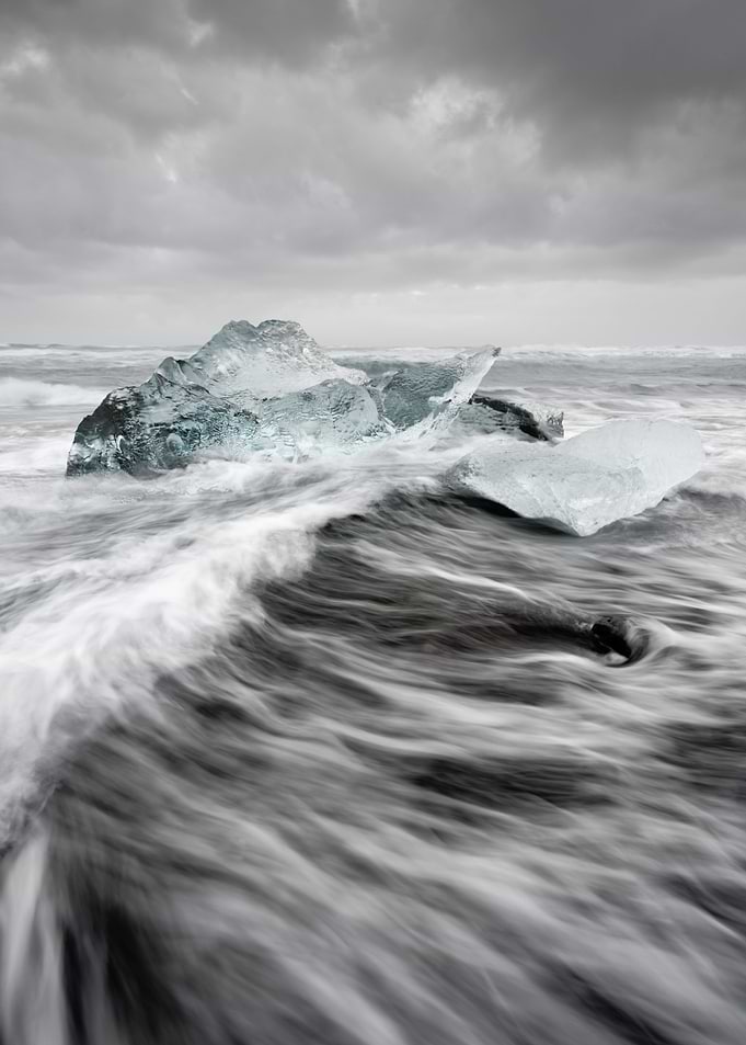Blocks of ice on the beach