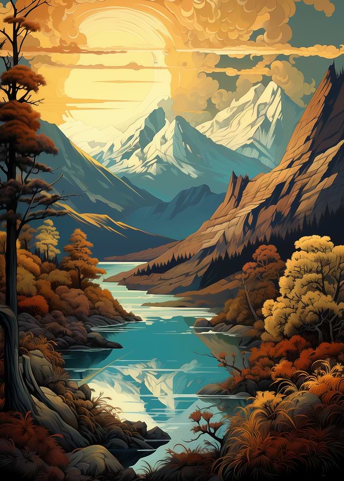 Vintage antique Landscape